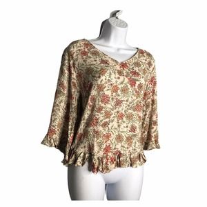 Cynthia Rowley | Wide Sleeve Floral Boho Blouse •